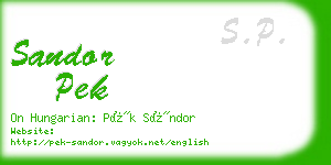 sandor pek business card